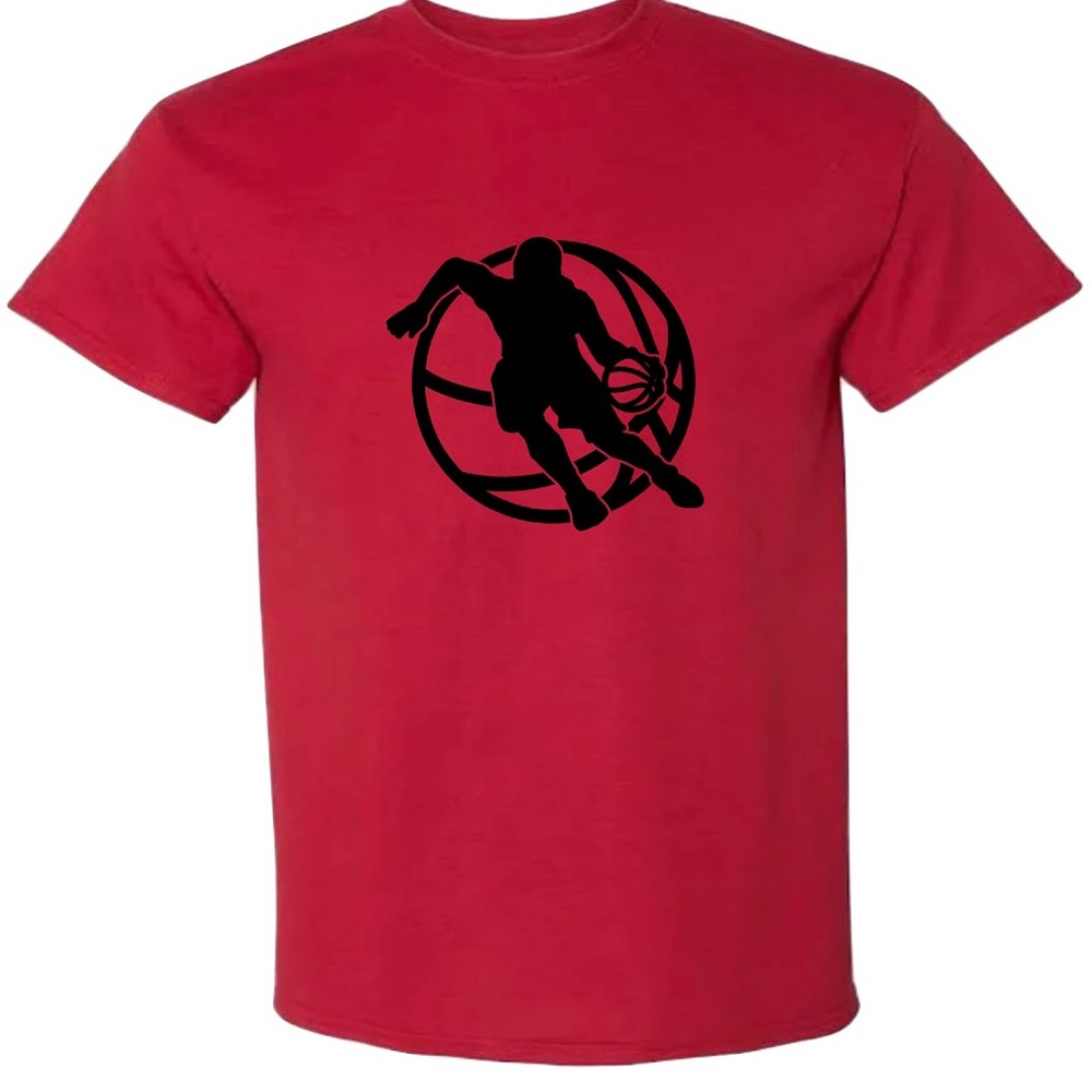 Gildan Red Basketball Graphic Tee